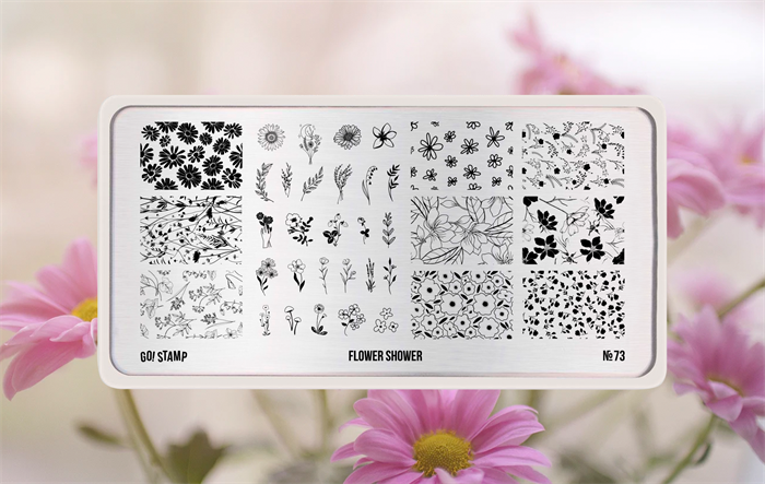 Go Stamp Пластина для стемпинга №073 Flower Shower* Gostamp_plastina073