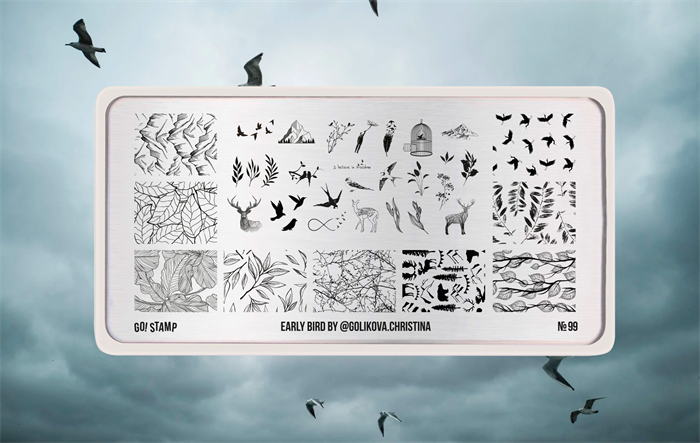 Go Stamp Пластина для стемпинга №099 early Bird* Gostamp_plastina099