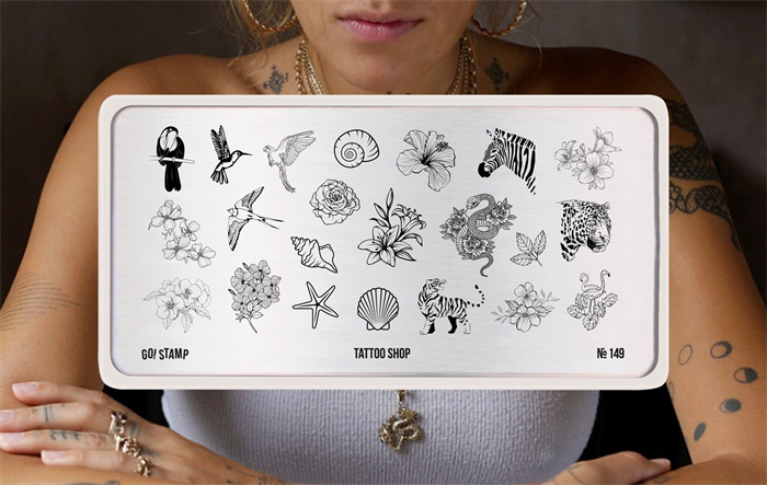 Go Stamp Пластина для стемпинга №149 Tattoo Shop* Gostamp_plastina149
