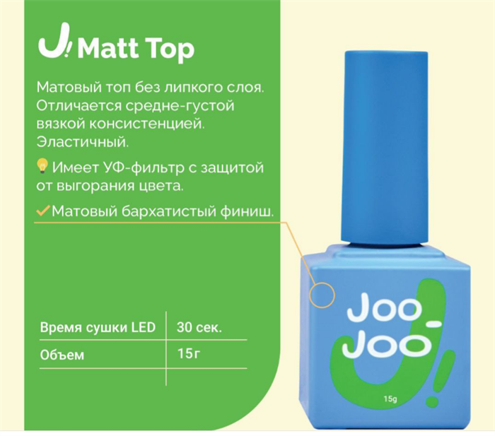 Joo-Joo Top Matt, 15мл Joo_Top Matt_15 - фото 20933