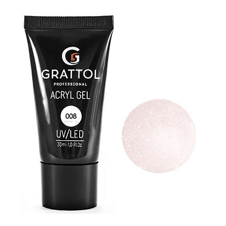 Grattol Акригель Acryl Gel №08, 30мл с шимером* Grattol_AcryGel08_30 - фото 21084