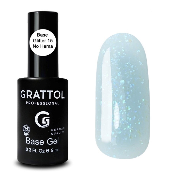 Grattol База Rubber Base Glitter №015 No Hema, 9мл* Grattol_baseglitter15 - фото 21108