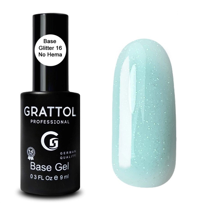 Grattol База Rubber Base Glitter №016 No Hema, 9мл* Grattol_baseglitter16