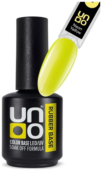 Uno База Rubber Камуфлирующее базовое покрытие для гель-лака Base Neon Yellow, 12мл Uno_baserubberNeonYellow_12 - фото 31062