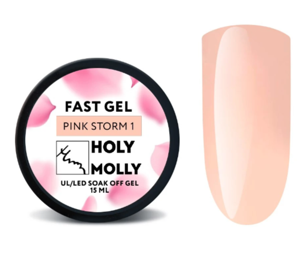 Holy Molly Гель Fast Gel PINK STORM №01 , 15ml HM_GELPINKSTORM01-15 - фото 37998