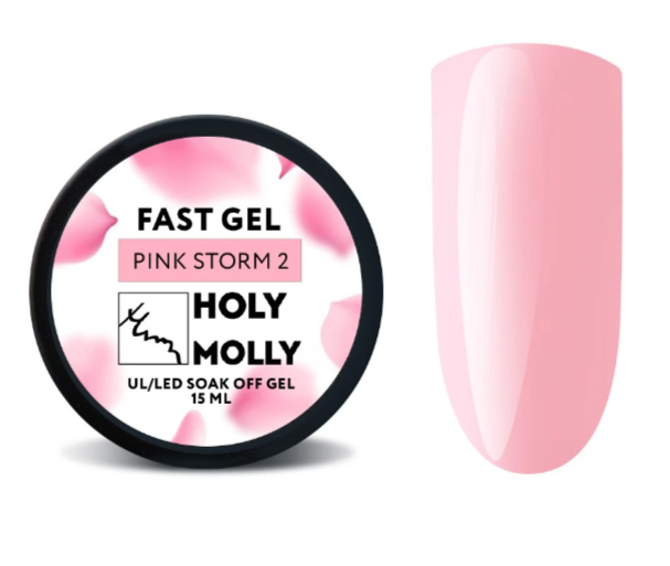 Holy Molly Гель Fast Gel PINK STORM №02 , 15ml HM_GELPINKSTORM2-15 - фото 38001