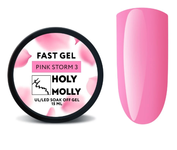 Holy Molly Гель Fast Gel PINK STORM №03 , 15ml HM_GELPINKSTORM3-15 - фото 38003