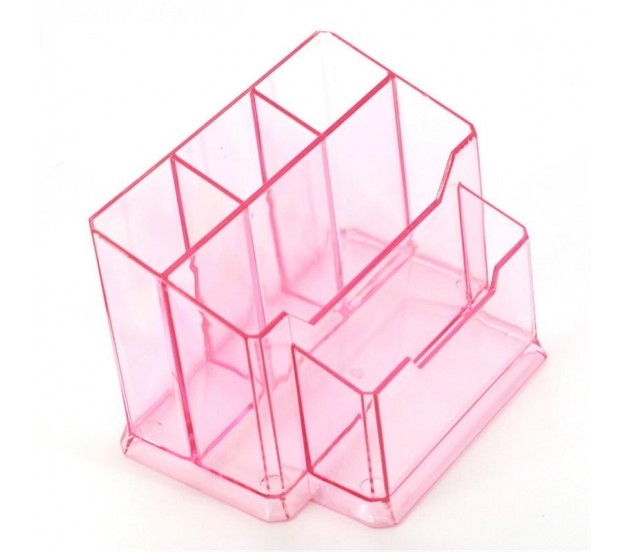 Подставка для кистей №77 прозрачная-розовая 54500