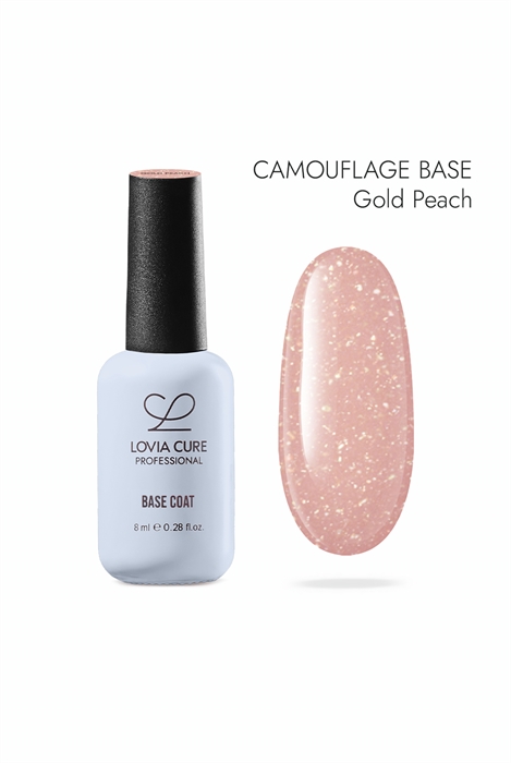 База камуфлирующая каучуковая Золотисто-персиковая UV/LED Camouflage Base Gold Peach 17мл,LOVIA C LOVIA CUREBaseGoldPeach