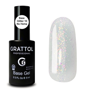 Grattol База Rubber Base Glitter №010 No Hema, 9мл Grattol_baseglitter10