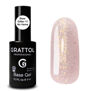 Grattol База Rubber Base Glitter №011 No Hema, 9мл Grattol_baseglitter11