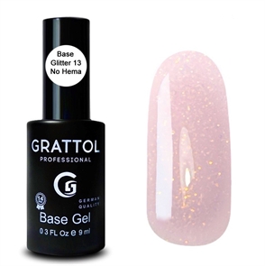 Grattol База Rubber Base Glitter №013 No Hema, 9мл Grattol_baseglitter13