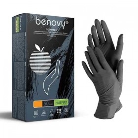Перчатки BENOVY L черные 50 пар текстурир.