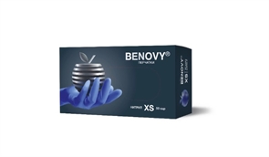 Перчатки BENOVY XS сиренево-голубой 50 пар текстурир. на пальцах