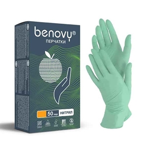 Перчатки BENOVY M зеленые 50 пар