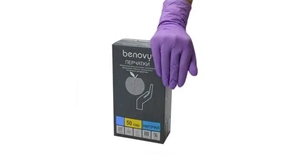 Перчатки BENOVY M сиреневые 50 пар текстурир. на пальцах