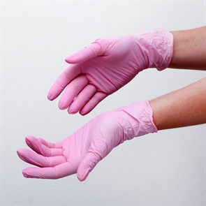 Перчатки BENOVY S розовые 50 пар текстурир. на пальцах