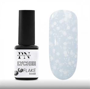 Patrisa Nail База Flake Lychee нежно-серая с белыми шестигранниками, 12мл B462