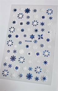 MILA Наклейки Снежинки двойные белые+синие голо