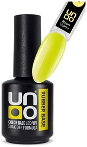Uno База Rubber Камуфлирующее базовое покрытие для гель-лака Base Neon Yellow, 12мл