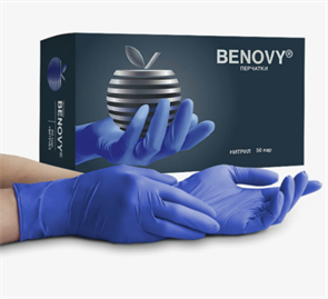 BENOVY Перчатки медицинские одноразовые нитриловые сиренево-голубой S (50пар) SF220K2